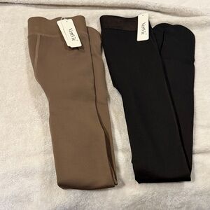Women’s Fleece Lined Tights - Black and Brown